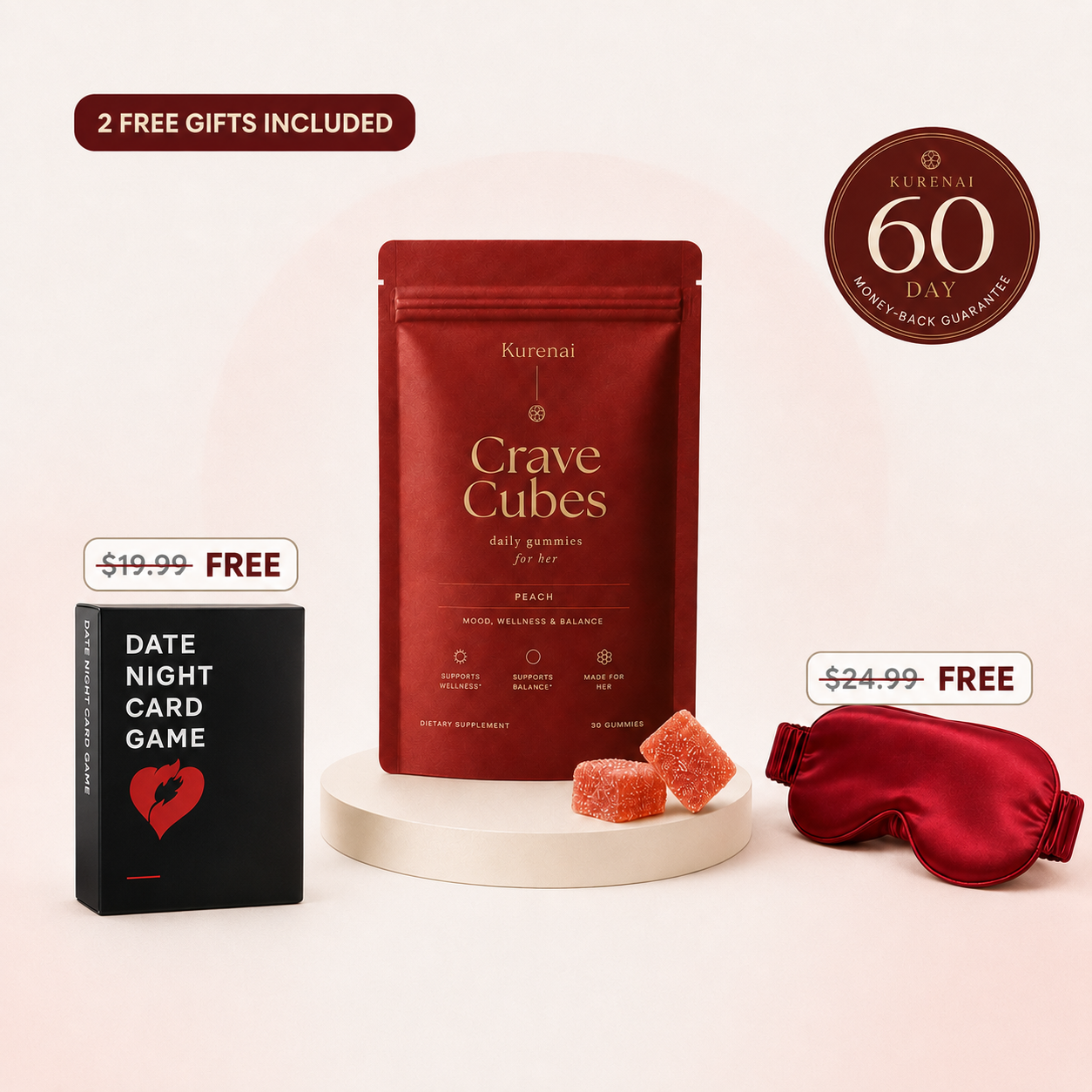 Daily Crave Cubes offer with two free gifts and 60-day guarantee