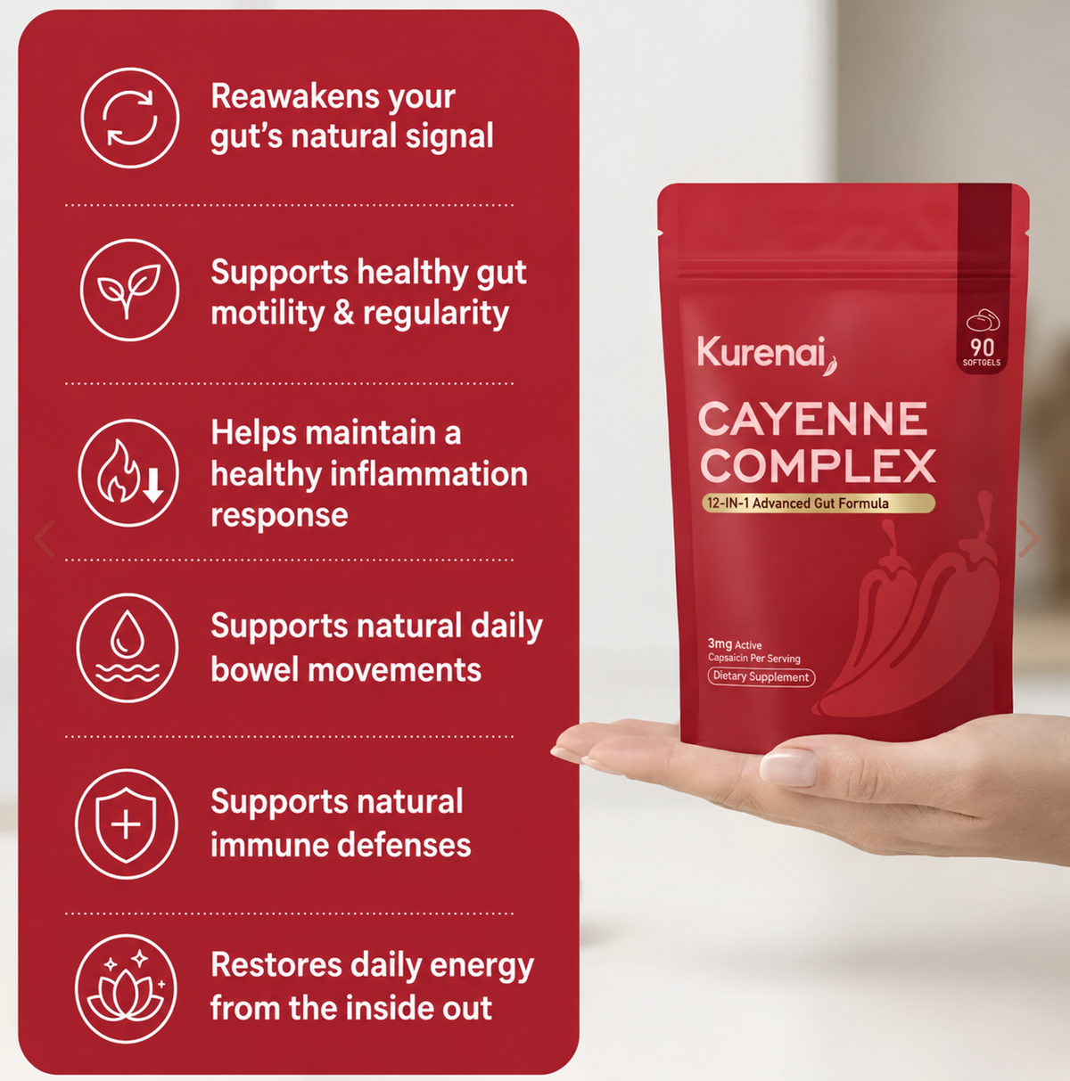 Reawaken Your Gut's Natural Signal with Kurenai Cayenne Complex