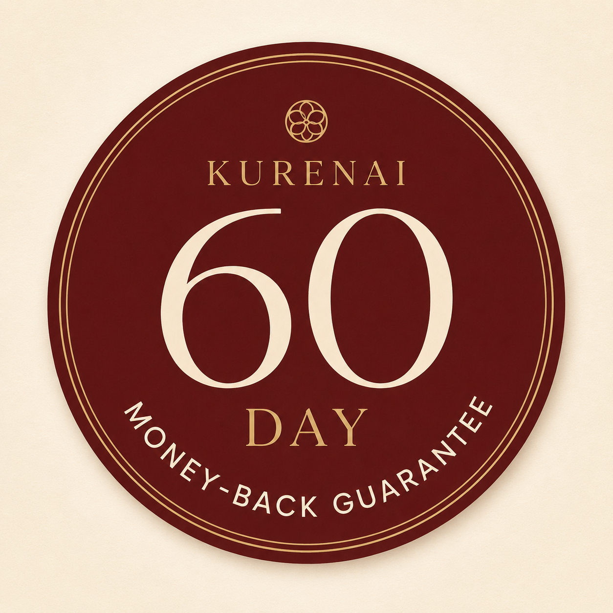 Kurenai 60-day money-back guarantee badge